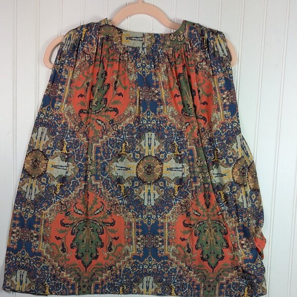 Free People Sleeveless V-Neck Swing Top Aztec Pattern M - Picture 3 of 9